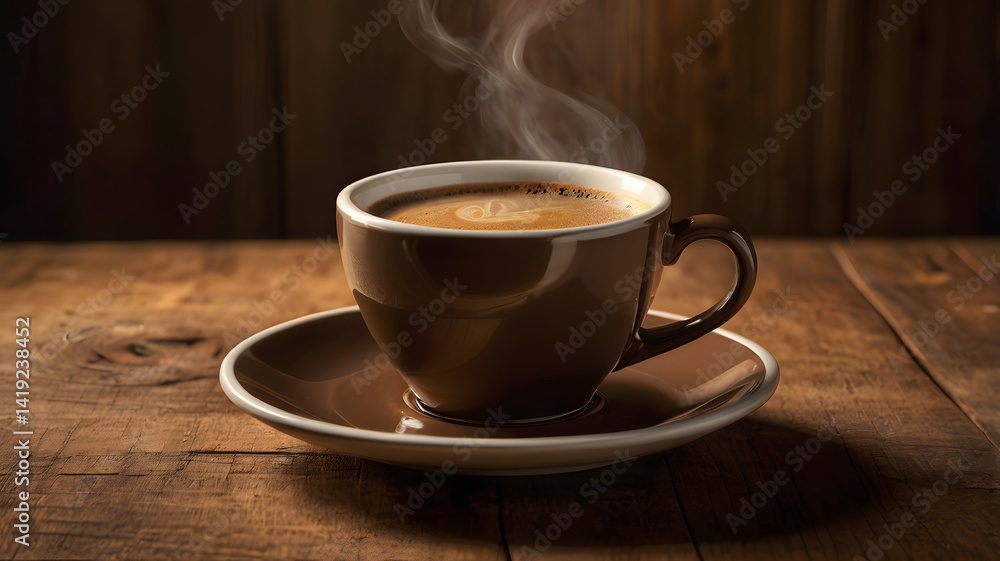 Steaming Cup of Coffee on Wooden Table Aromatic Coffee Drink Photo Steaming Cup of Coffee on Wooden Table Aromatic Coffee Drink Photo