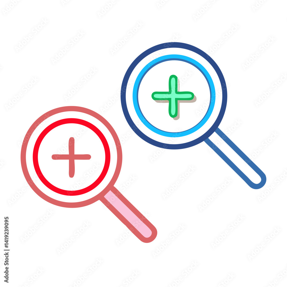 Fototapeta premium Magnifying Glass with Plus and Minus Icon Representing Zoom In and Zoom Out Functionality