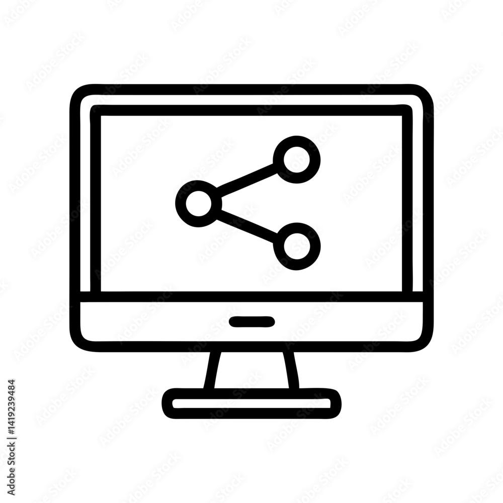 Monitor Screen Icon Representing Connected Display and Digital Interface Monitor Screen Icon Representing Connected Display and Digital Interface