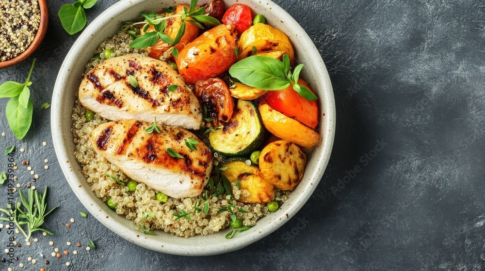 Delicious Grilled Chicken and Quinoa Bowl with Roasted Vegetables Delicious Grilled Chicken and Quinoa Bowl with Roasted Vegetables