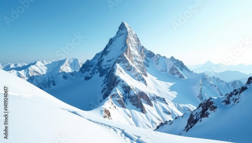 Wallpaper Mural Snow-covered mountain peak, pristine white landscape , landscape photography, nature, winter Torontodigital.ca