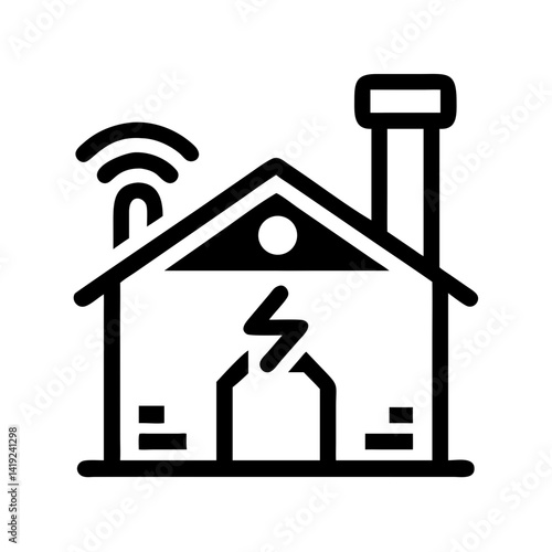Power House Icon Representing Smart Energy System and Sustainable Electricity