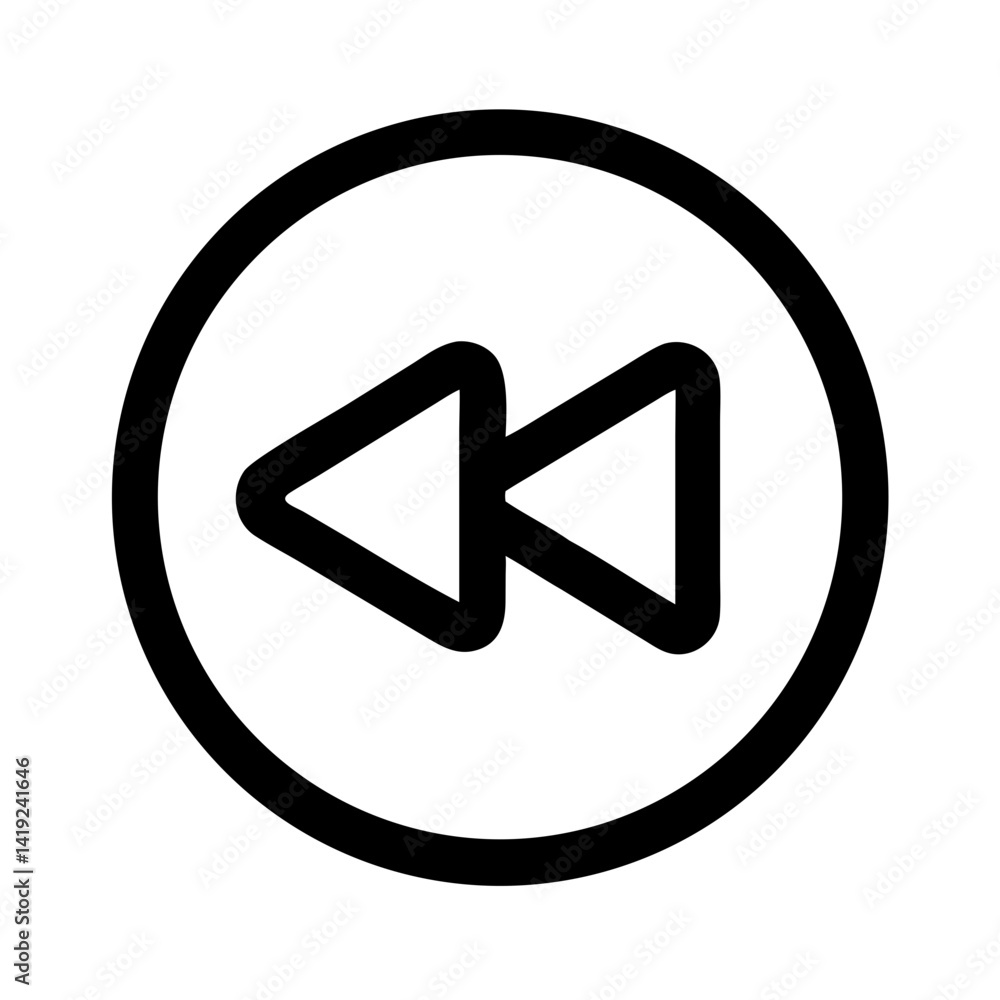 Rewind Button Icon Representing Playback Control and Media Navigation Rewind Button Icon Representing Playback Control and Media Navigation
