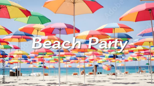 Wallpaper Mural A lively beach background filled with colorful umbrellas creates excitement for a summer beach party Torontodigital.ca