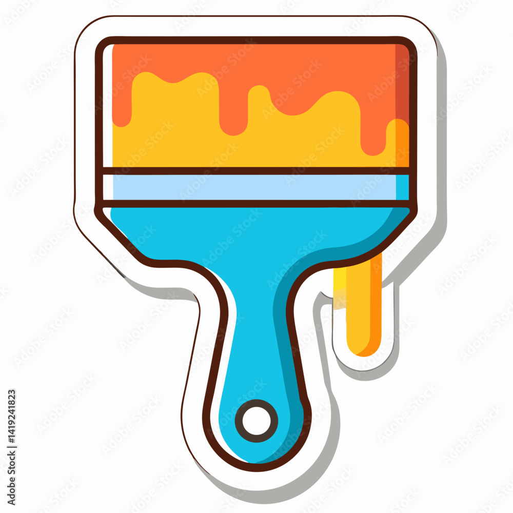 Sticker featuring a vector illustration of a paintbrush, showcasing vibrant colors and artistic design elements. Sticker featuring a vector illustration of a paintbrush, showcasing vibrant colors and artistic design elements.