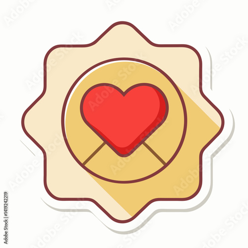 An envelope partially open, revealing a red heart inside, symbolizing love and affection.