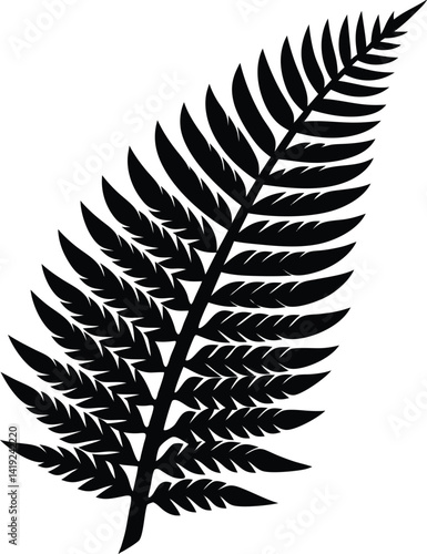 New Zealand Silver Fern Emblem in Black | Classic Nature Symbol Vector for Print & Design Use