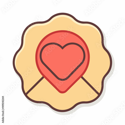 An envelope partially open, revealing a red heart inside, symbolizing love and affection.