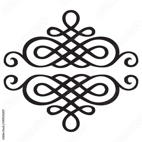 Flourish vector text dividers Set. Floral vintage calligraphic embellishment. Isolated black ornate design element. Decorative scrollwork clipart. Invitation, greeting card, poster filigree decoration