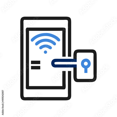 Smart Door Icon Representing Wireless Entry Access and Remote Security Control