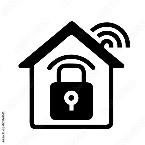 Smart Home with Lock Icon Representing Secured Home and Remote Access Control