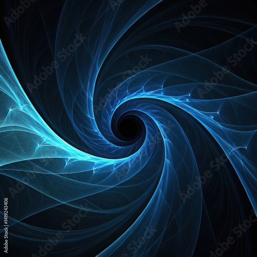 Blue Fractal Spiral with Radiant Light Energy Pattern