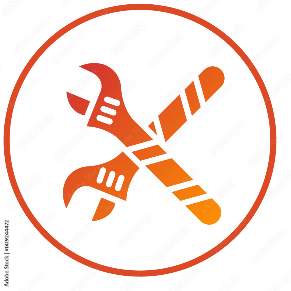 Cross Wrench Icon Style Cross Wrench Icon Style