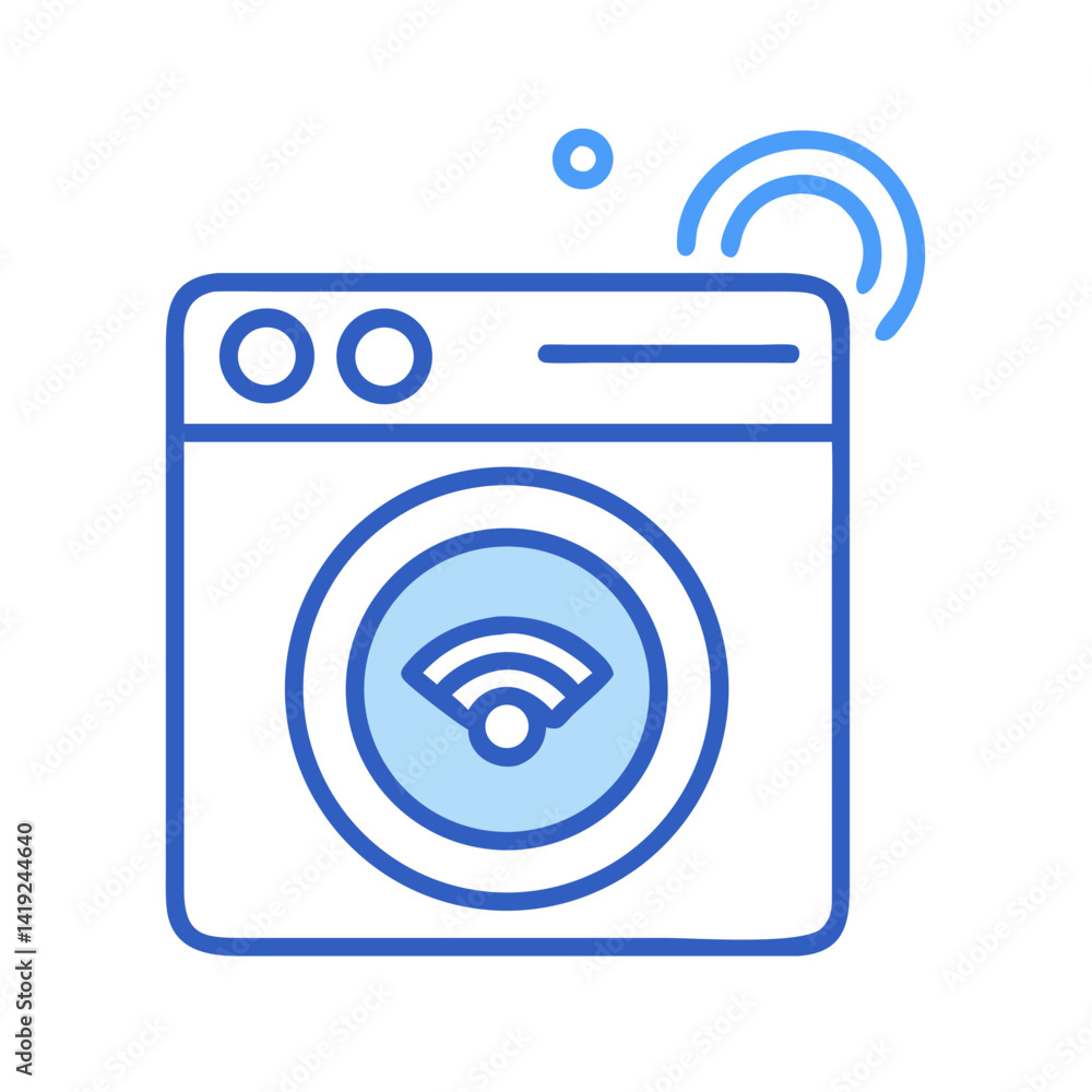Washing Machine Icon Representing Smart Home Appliance for Laundry Automation Washing Machine Icon Representing Smart Home Appliance for Laundry Automation