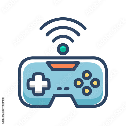 Wireless Game Controller Icon Representing Virtual Gaming and Remote Play Device