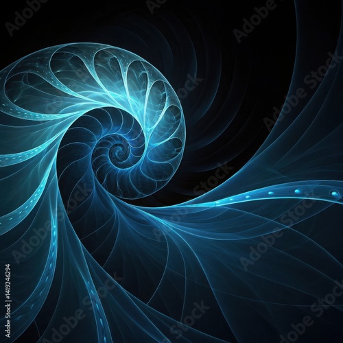 Blue Fractal Spiral with Radiant Light Energy Pattern