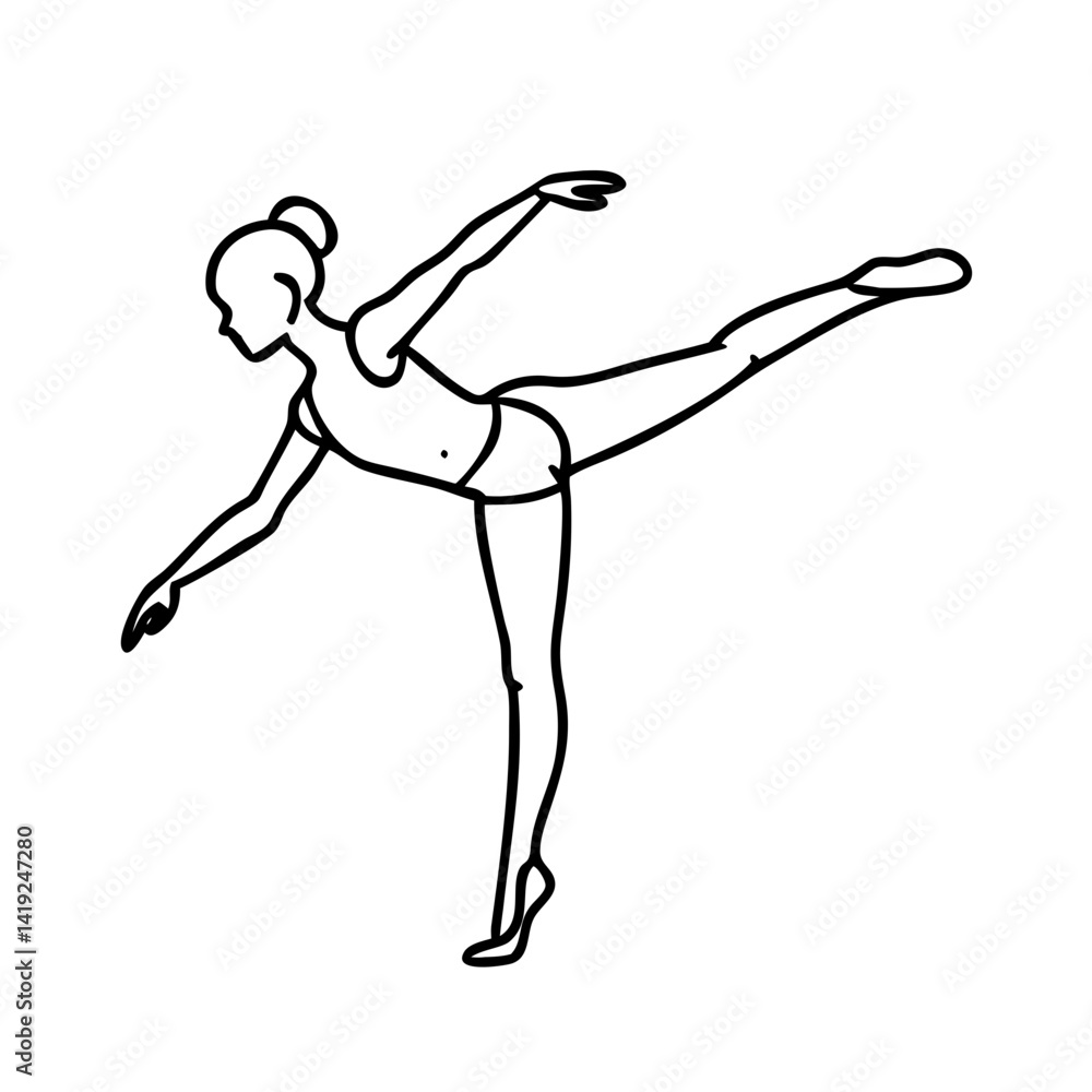 Obraz premium pirouette pose icon, pirouette pose line art - simple line art of pirouette pose, perfect for pirouette pose logos and icons