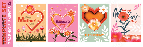 Event Happy Mother Day holiday  concept template, cover, poster, flower beautiful set Design