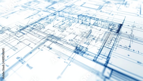 Detailed blueprint of a house with focus on the main room