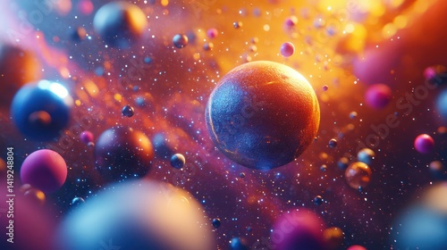 Wallpaper Mural Dreamy cosmic sphere arrangement with sparkling dust particles, a celestial display Torontodigital.ca