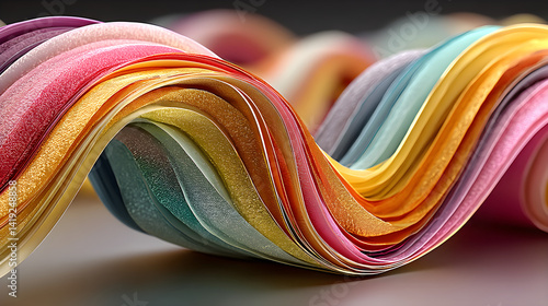 Wallpaper Mural Airy ribbon loop with pastel curves. 3D rendered Torontodigital.ca