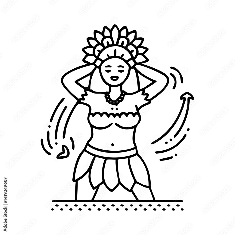 polynesian dancer icon, polynesian dancer line art - simple line art of polynesian dancer, perfect for polynesian dancer logos and icons polynesian dancer icon, polynesian dancer line art - simple line art of polynesian dancer, perfect for polynesian dancer logos and icons
