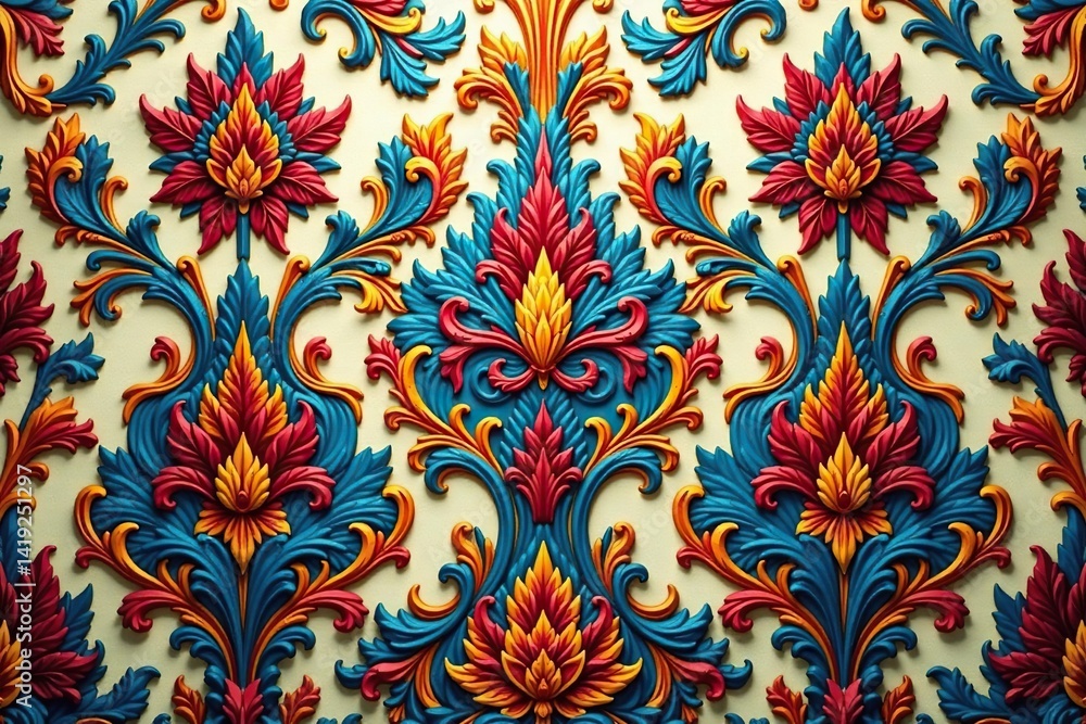 Intricate woven floral damask, elegant and ornate , classic, seamless pattern Intricate woven floral damask, elegant and ornate , classic, seamless pattern
