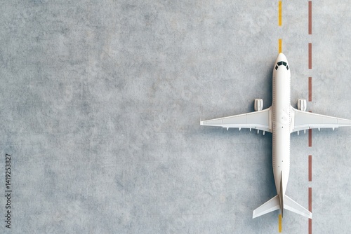 A top-down aerial shot of an airplane on a runway, showcasing perspective and detail with high resolution.