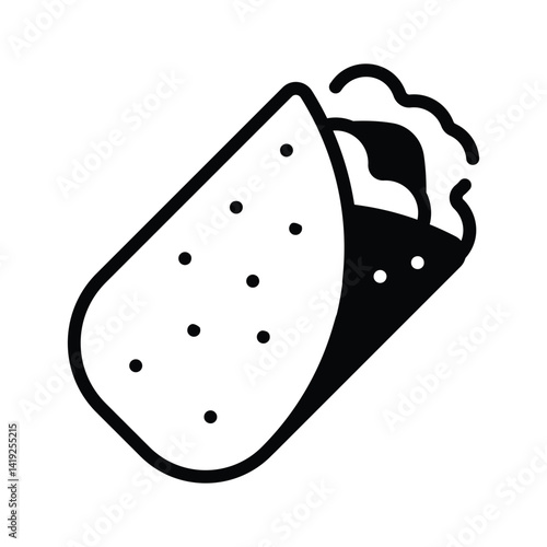 Get a glimpse of glyph style icon of burrito wrap