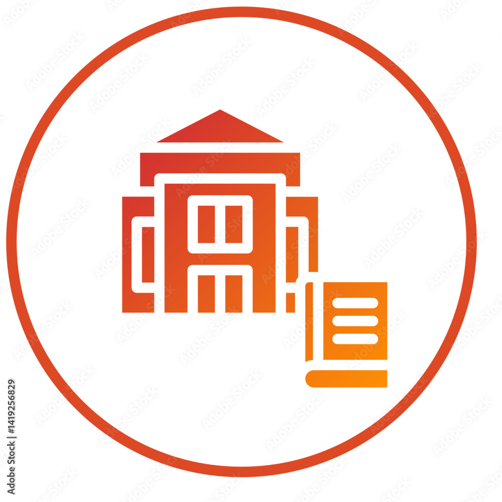 Fototapeta premium Library Building Icon Style