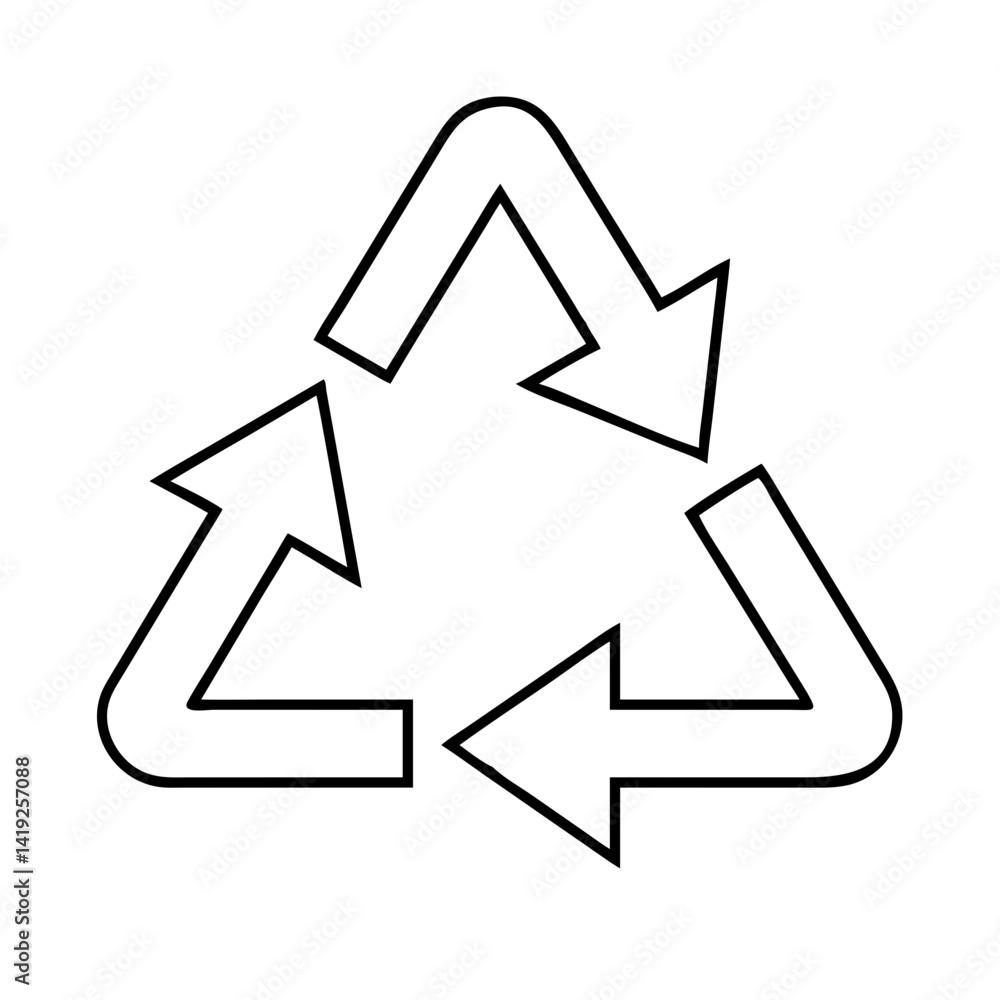 recycling symbol icon, recycling symbol line art - simple line art of recycling symbol, perfect for recycling symbol logos and icons