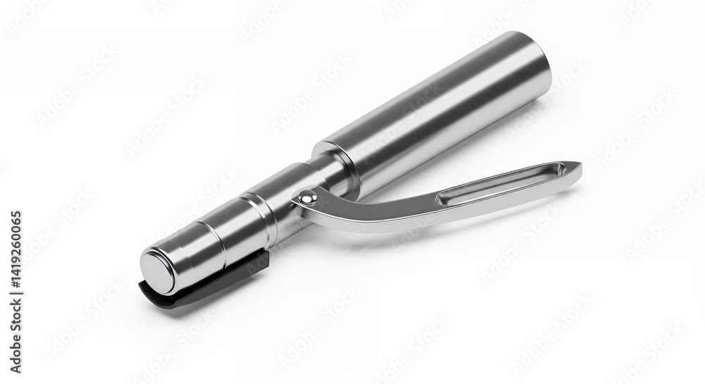 Silver Basting Tool 3D Rendering Isometric View on White Background Silver Basting Tool 3D Rendering Isometric View on White Background