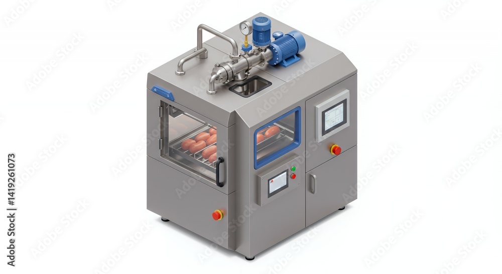 Obraz premium Stainless Steel Food Processing Machine 3D Rendering Isometric View