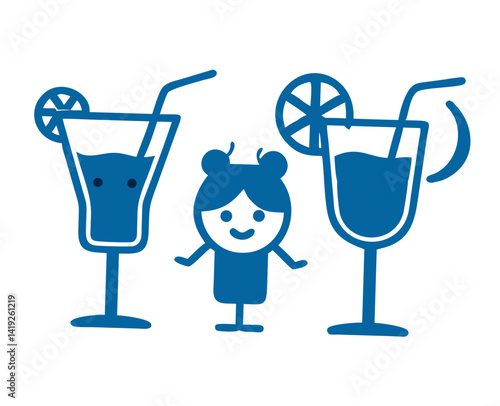 Child Enjoying Summer Cocktails in a Playful Style  
