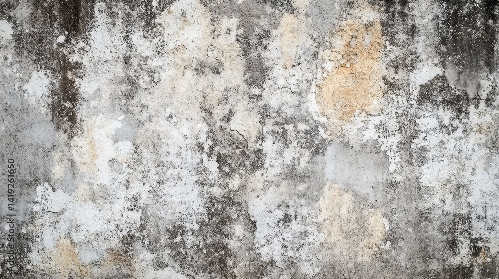 Aged, weathered concrete wall with mottled discoloration. Aged, weathered concrete wall with mottled discoloration.