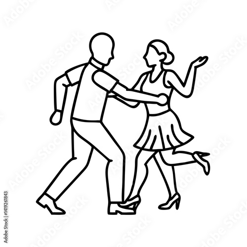 rumba dancers icon, rumba dancers line art - simple line art of rumba dancers, perfect for rumba dancers logos and icons