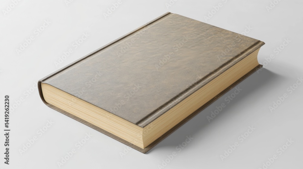 Hardcover Book Mockup Isolated Background: Elegant Taupe Cover Design, Classic Literature, Textbook, Novel, Reading, Knowledge Hardcover Book Mockup Isolated Background: Elegant Taupe Cover Design, Classic Literature, Textbook, Novel, Reading, Knowledge