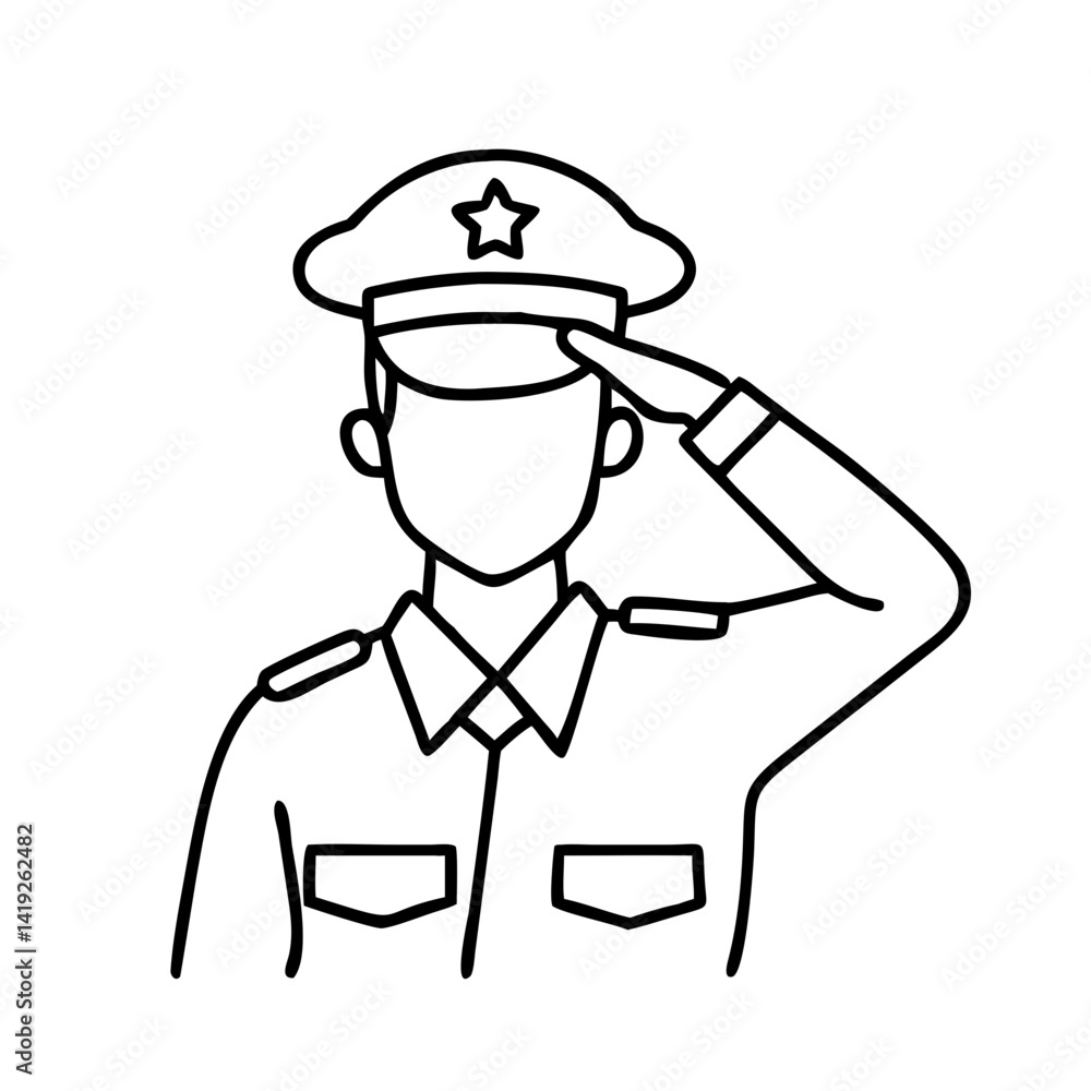 saluting soldier icon, saluting soldier line art - simple line art of saluting soldier, perfect for saluting soldier logos and icons saluting soldier icon, saluting soldier line art - simple line art of saluting soldier, perfect for saluting soldier logos and icons