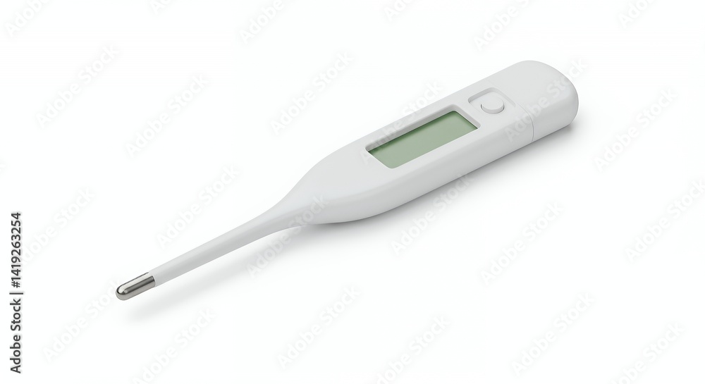 White Digital Thermometer Isometric 3D Render on White Background White Digital Thermometer Isometric 3D Render on White Background