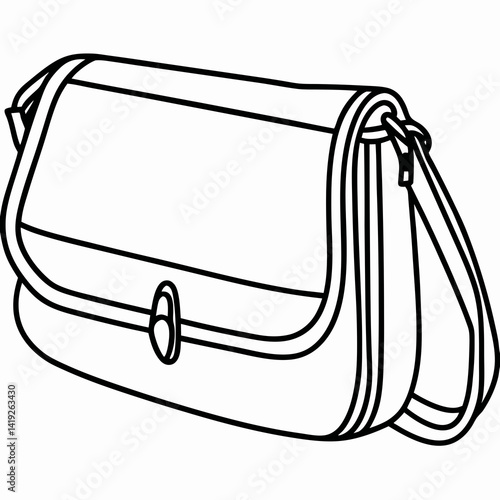 "Crossbody Bag Illustration in Bold Line Art: Trendy and Functional"