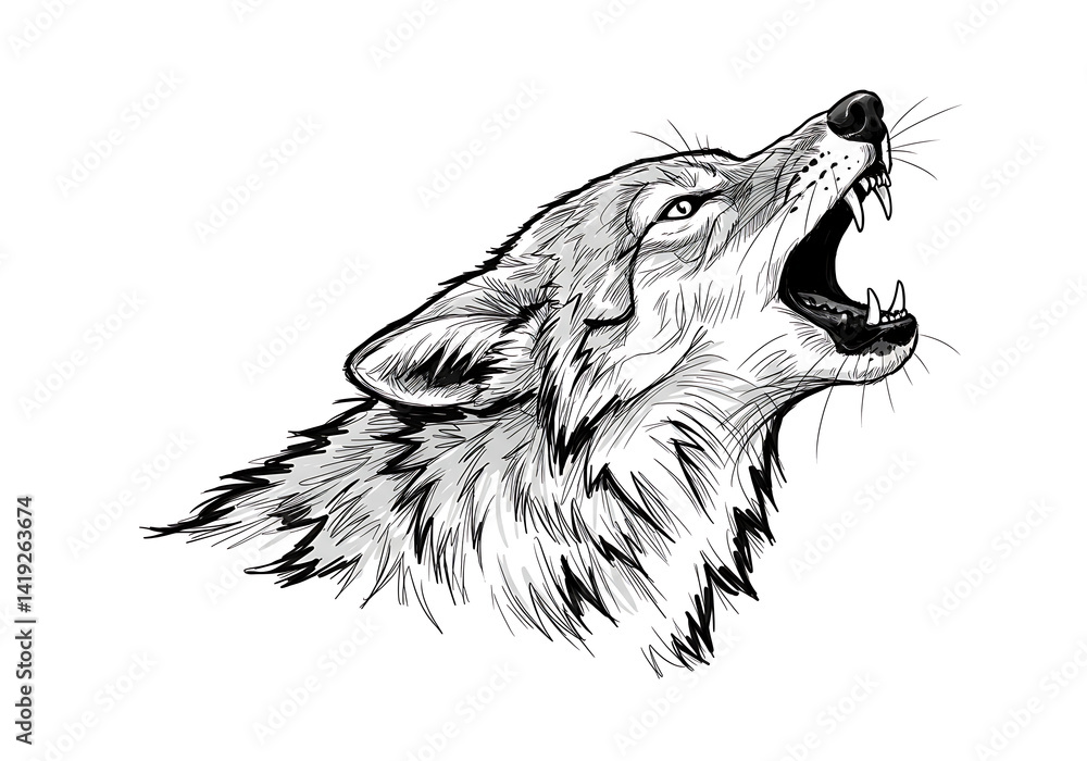 Obraz premium howling wolf vector illustration