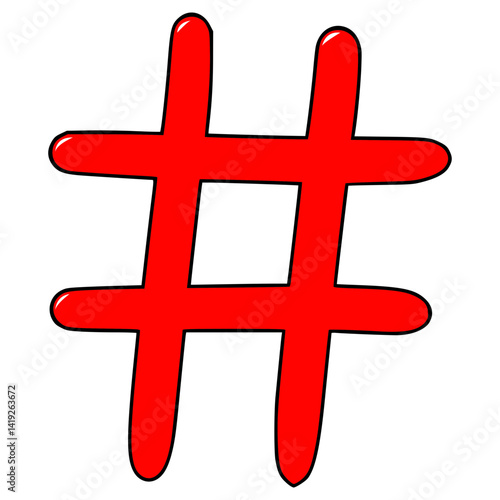 hashtag illustration hand drawn isolated vector