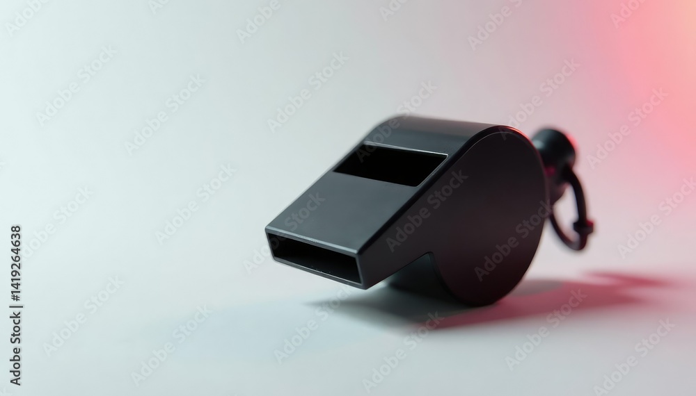 Black plastic whistle, simple design, clean lines , simple, blow, element Black plastic whistle, simple design, clean lines , simple, blow, element