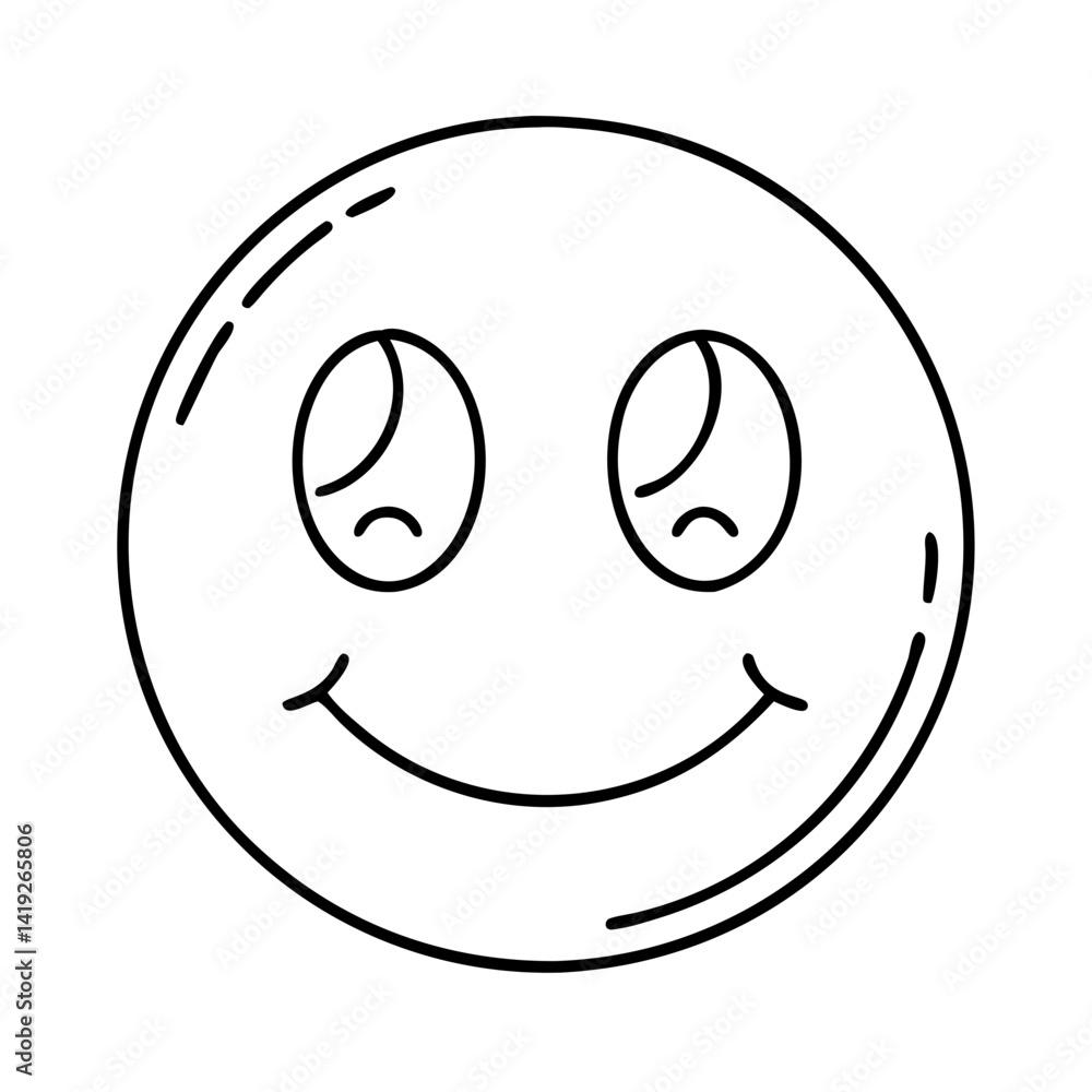 Fototapeta premium smiley face sticker icon, smiley face sticker line art - simple line art of smiley face sticker, perfect for smiley face sticker logos and icons
