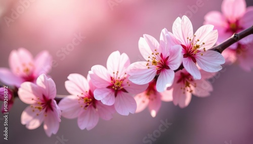 Delicate pink sakura blossoms, full bloom, soft petals, floral, flower, nature