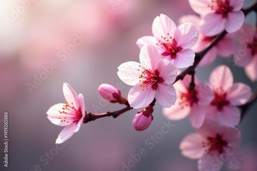 Delicate pink sakura blossoms, intricate branch pattern , branch, japanese pattern, floral
