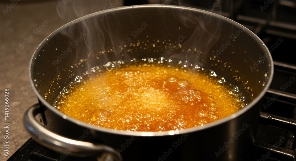 Caramelizing Sugar in a Saucepan Caramelizing Sugar in a Saucepan