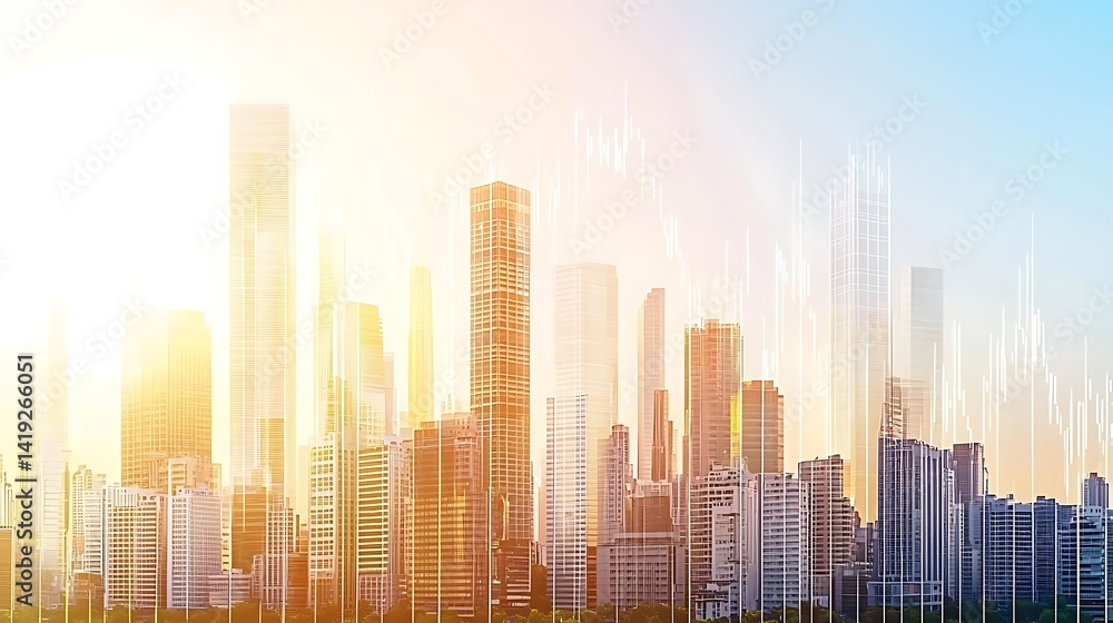 Urban skyline sunrise action cityscape photography bright environment wide angle view growth concept Urban skyline sunrise action cityscape photography bright environment wide angle view growth concept