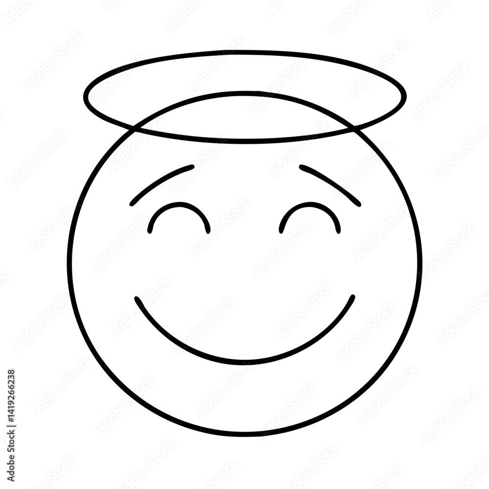 smiling face with halo icon, smiling face with halo line art - simple line art of smiling face with halo, perfect for smiling face with halo logos and icons smiling face with halo icon, smiling face with halo line art - simple line art of smiling face with halo, perfect for smiling face with halo logos and icons