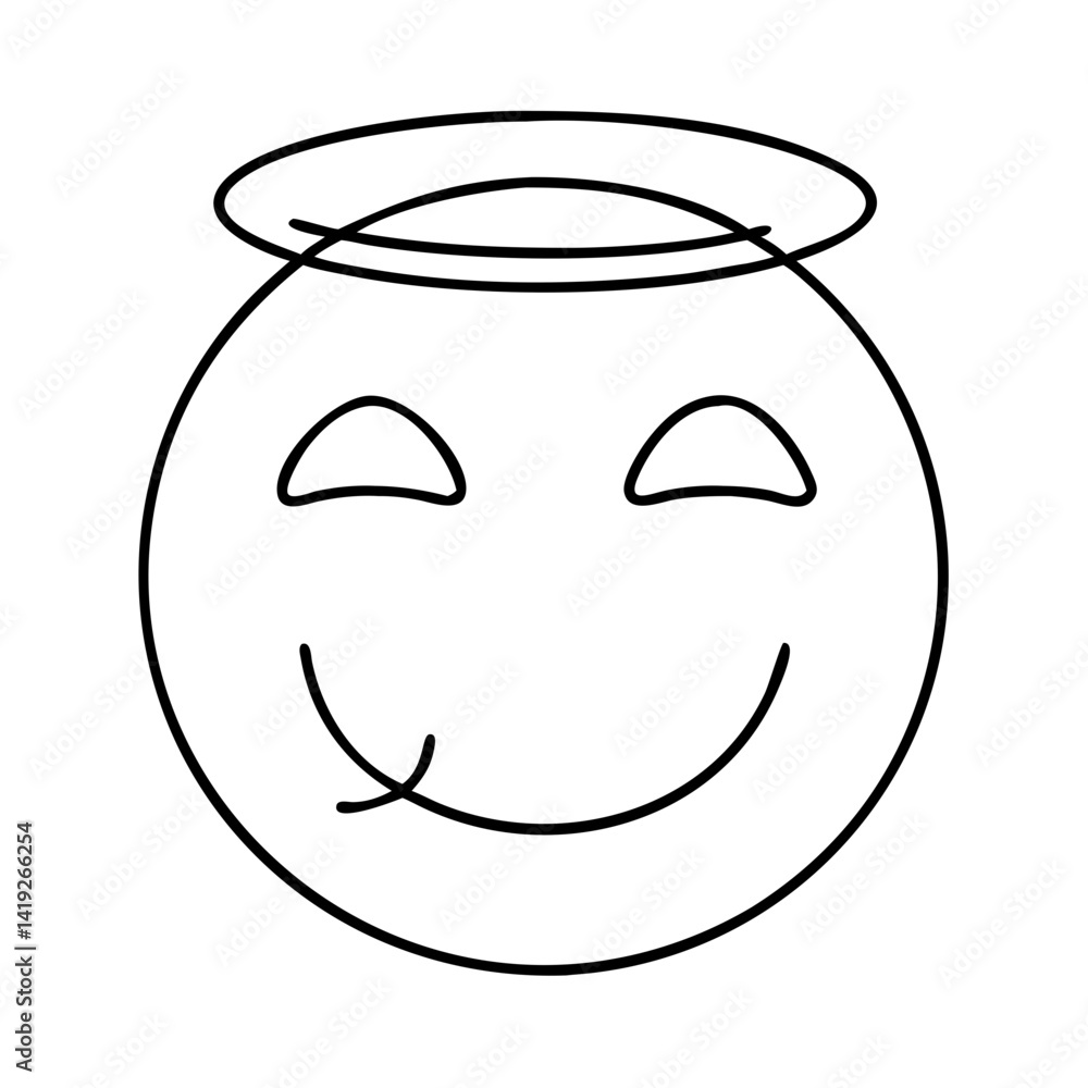 smiling face with halo icon, smiling face with halo line art - simple line art of smiling face with halo, perfect for smiling face with halo logos and icons smiling face with halo icon, smiling face with halo line art - simple line art of smiling face with halo, perfect for smiling face with halo logos and icons